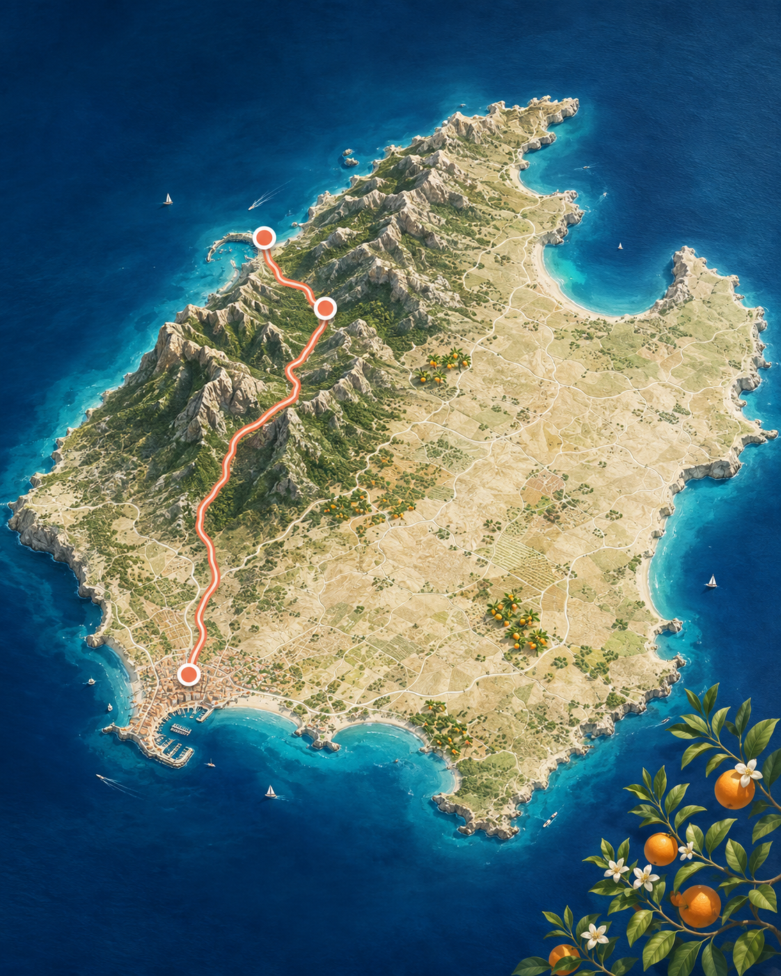 Carte illustrée du parcours à Majorque