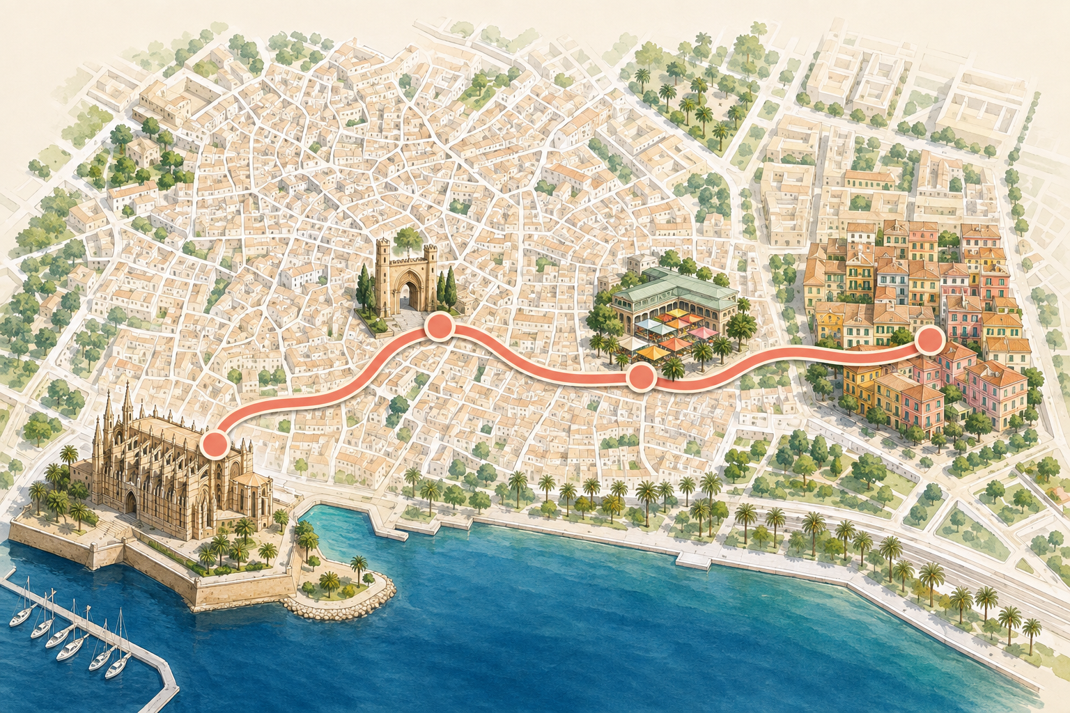 Plan illustré du centre historique de Palma